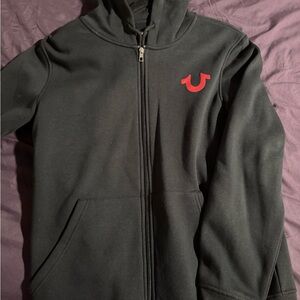 True Religion Black Jacket with Red Emblem